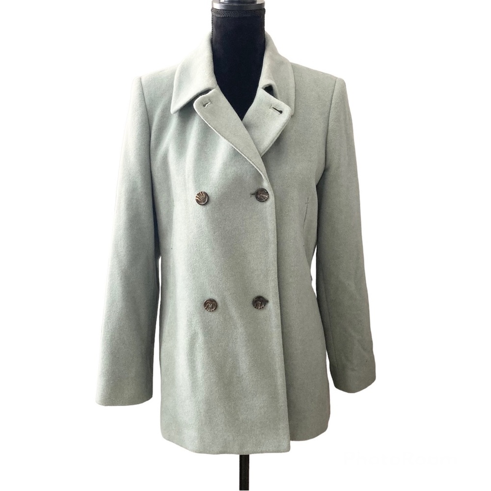 Harve Benard Mint Wool Double Breasted Pea Coat